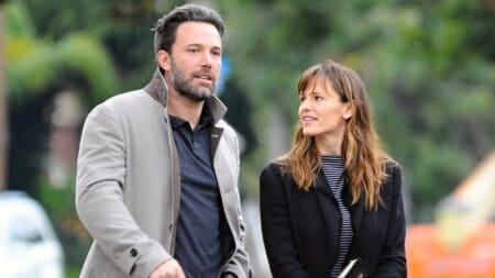 Jennifer Garner and Ben Affleck walk side by side during their marriage.