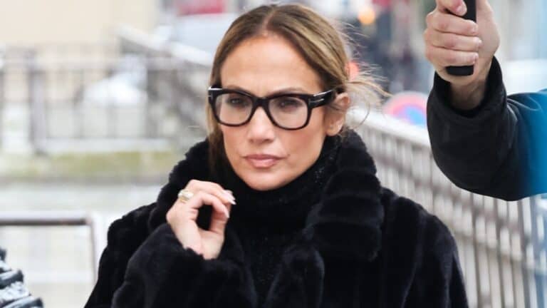 Jennifer Lopez wearing glasses.