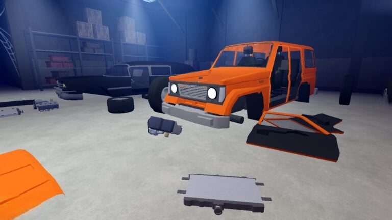 An orange vehicle for the Halloween event in A Dusty Trip Roblox