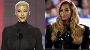 A photo collage of Amber Rose and Beyoncé