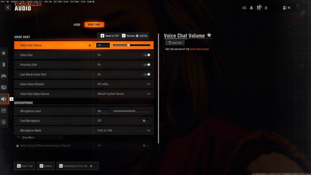 BO6 Voice Audio Settings