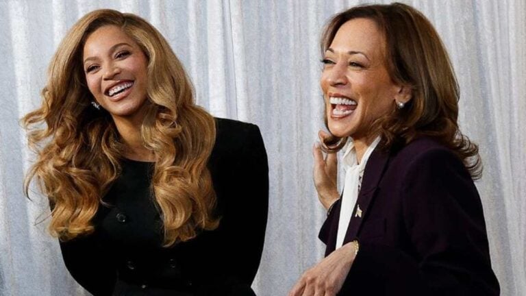 Beyonce and kamala Harris at Houston presidential rally.