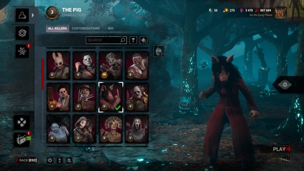 Pig in the character select screen