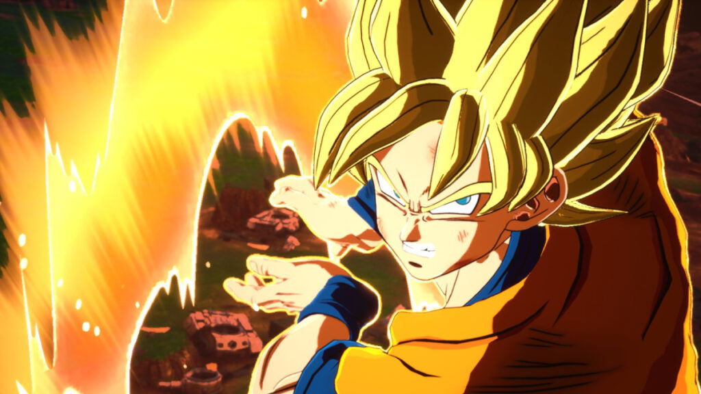 Goku charging a kamehameha