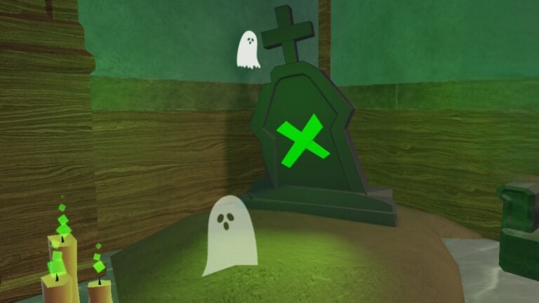 A green grave with candles and ghosts in Keys