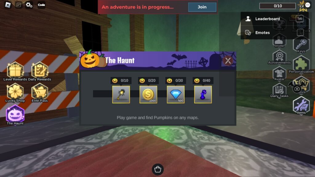 A list of the Haunt rewards in Keys Roblox