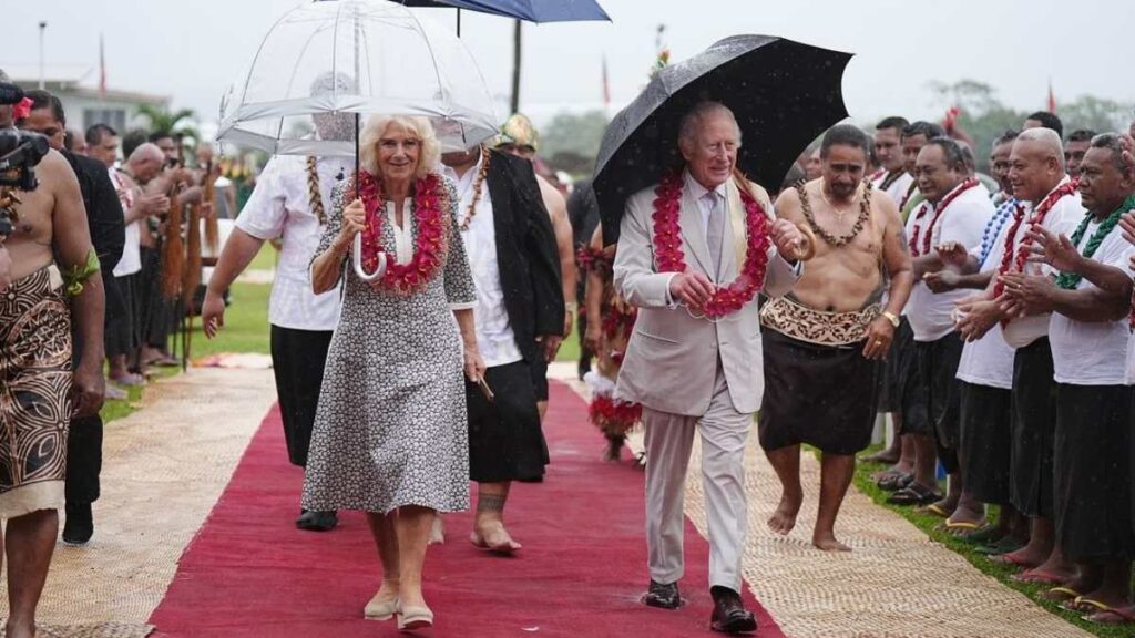 King Charles and Queen Camilla on tour in Siumiu Village, Samoa.