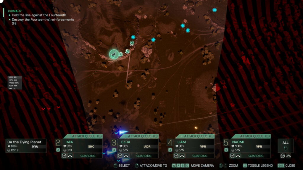 A top-down tactical view of the battle map, showing various mech positions