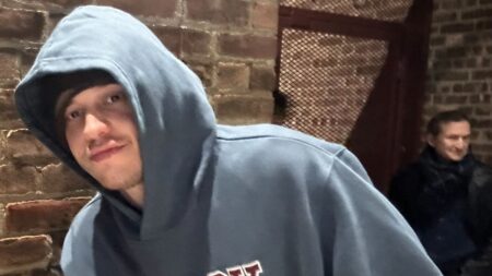 Pete Davidson gives a thumb up ahead of his comedy show in New York the night before his 30th birthday