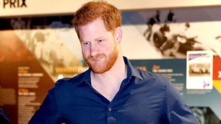 Prince Harry, the Duke of Sussex wearing a dark blue shirt.