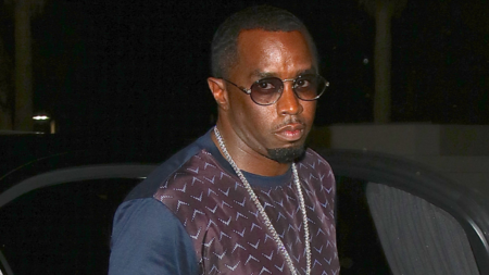 Diddy is seen arriving to The Nice Guy for his event. He keeps it fresh in a simple navy outfit as he heads into the celeb hotspot