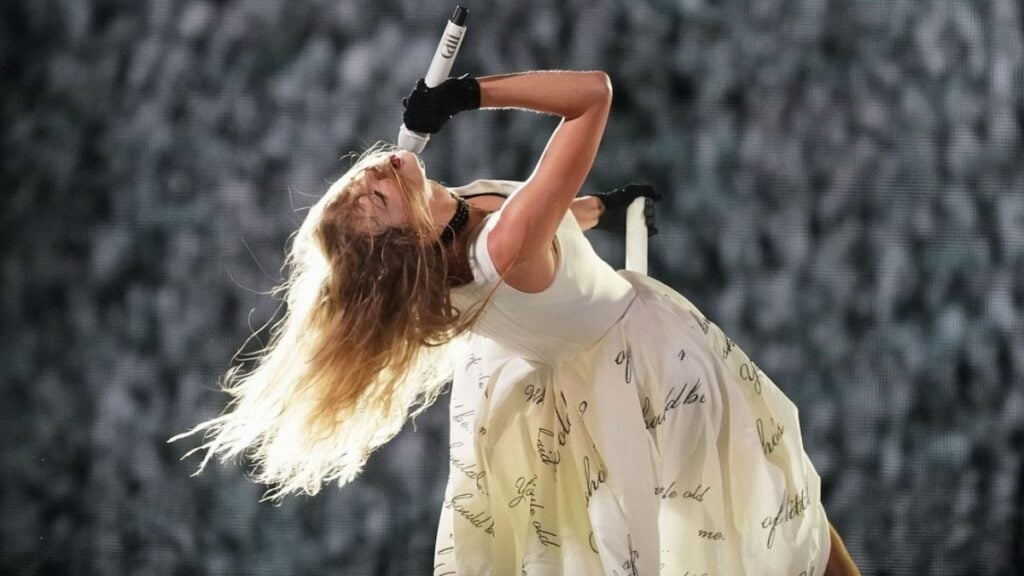 Taylor Swift Performing During Her Eras tour concert in Munich.