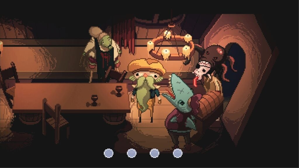 A gathering of strange diners in The Supper, one of the best free horror games on Steam