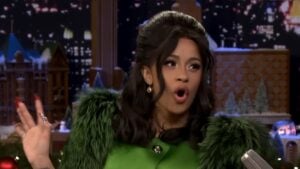 Cardi B during a Jimmy Fallon interview.