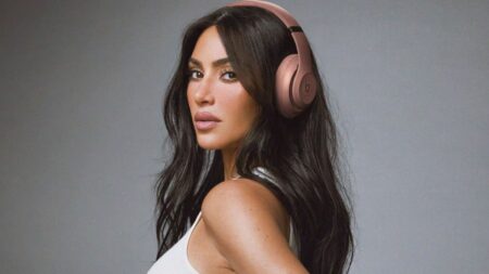 Kim Kardashian wearing Beats headphones