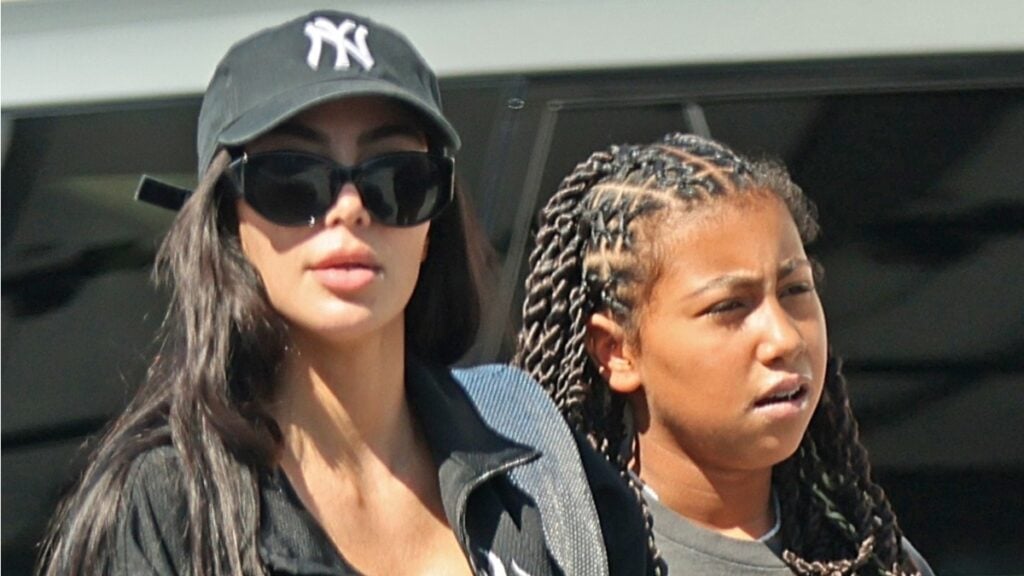 Kim Kardashian during outing with North West