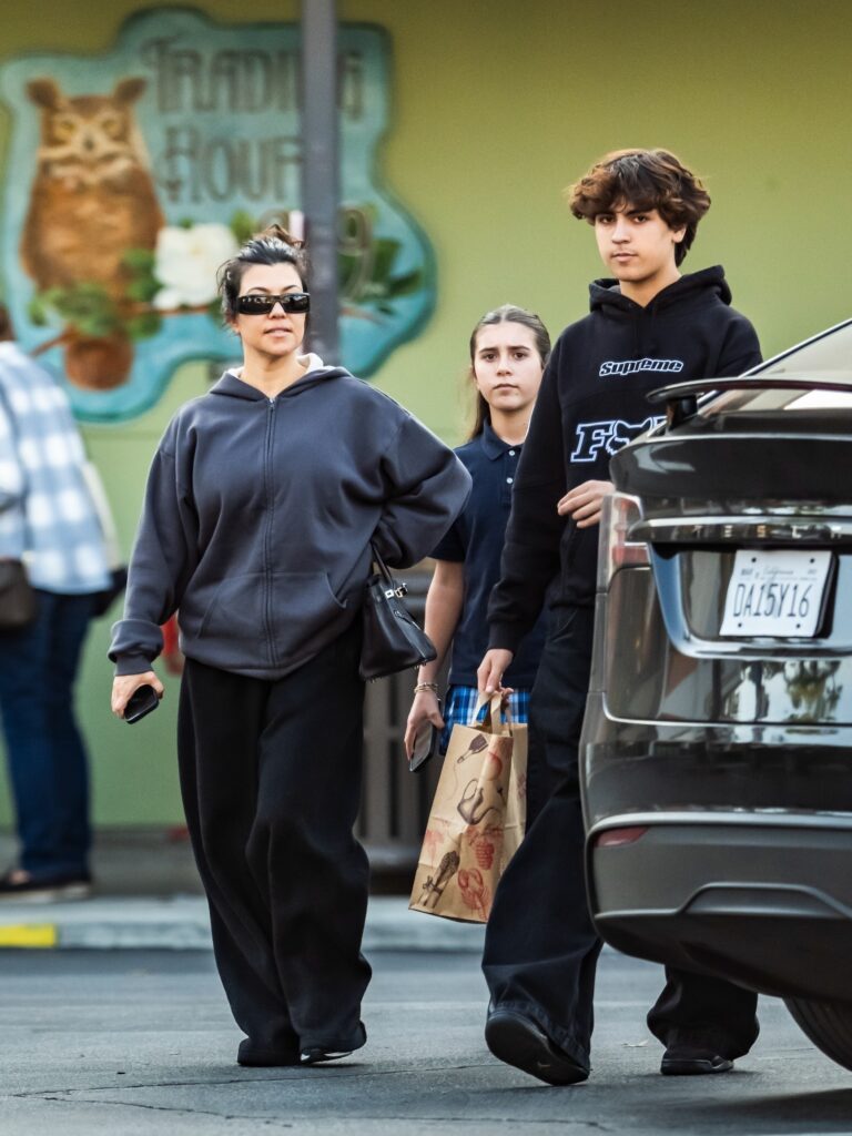 Kourtney Kardashian spotted at Trader Joe’s in Calabasas with Mason and Penelope