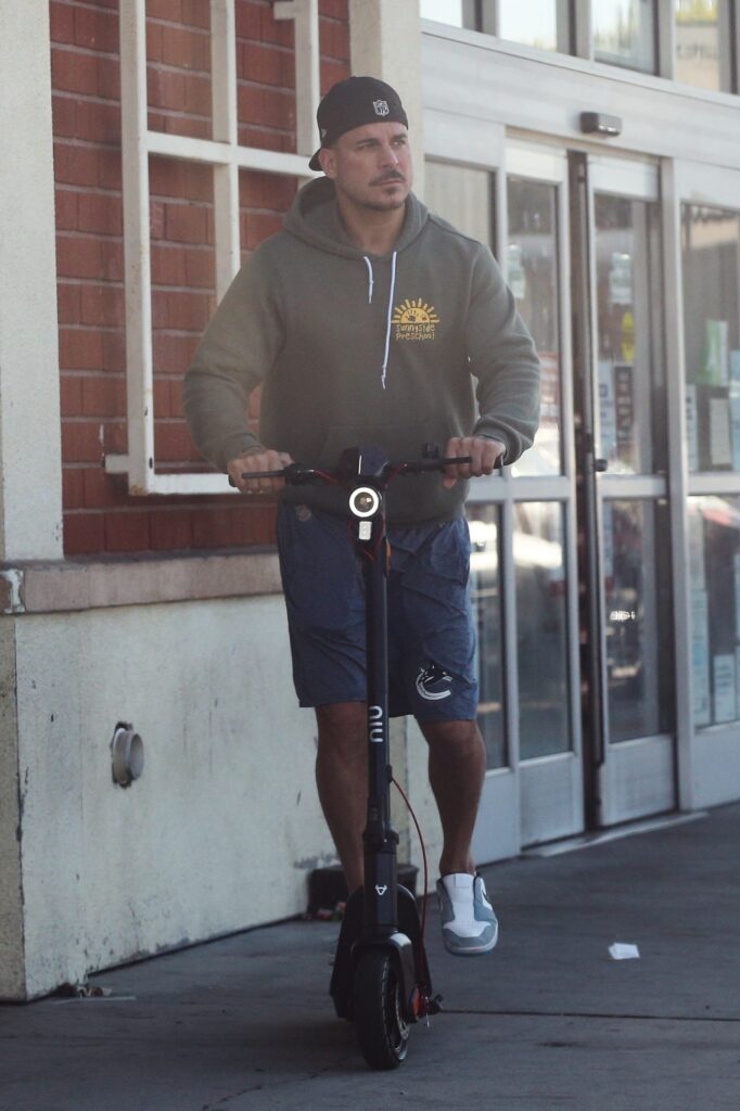 Jax Taylor avoiding questions on scooter outside store