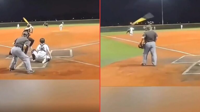 Baseball Player Hits A Home Run But Accidentally Knocks The Umpire Out 'The Umpire Falls Like It's A Three Stooges Comedy Bit'