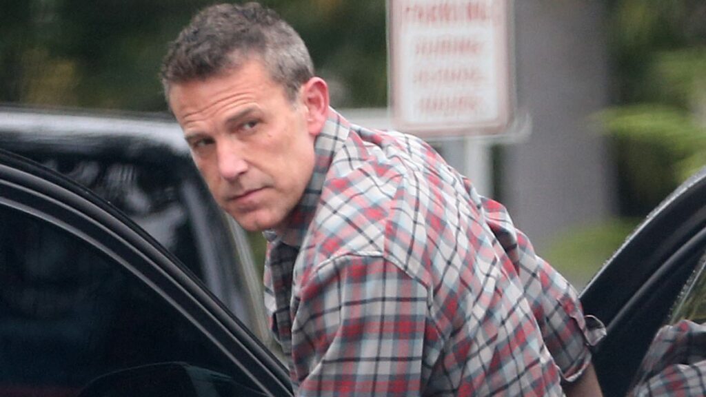 Jennifer Lopez's ex-husband Ben Affleck in a plaid shirt.