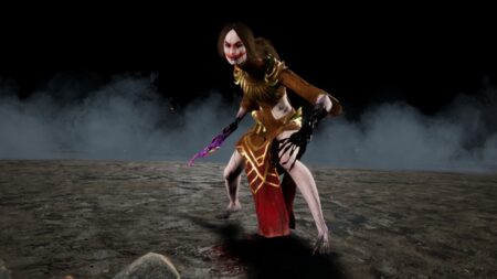 The Artist strikes a pose during her mori in Dead by Daylight