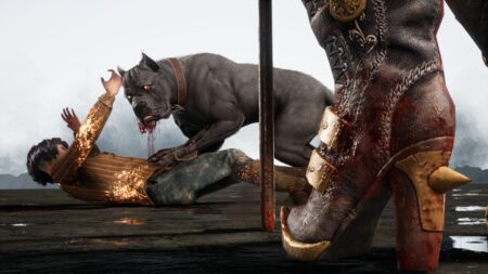 The Houndmaster's dog Snug attacks Nea in Dead by Daylight