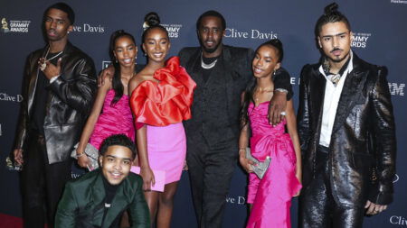 Diddy and his kids at The Recording Academy And Clive Davis' 2020 Pre-GRAMMY Gala held at The Beverly Hilton Hotel on January 25, 2020