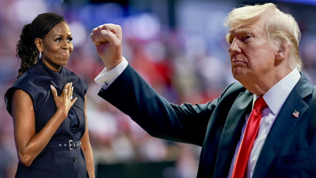 Donald Trump Holding Fist to Michelle Obama