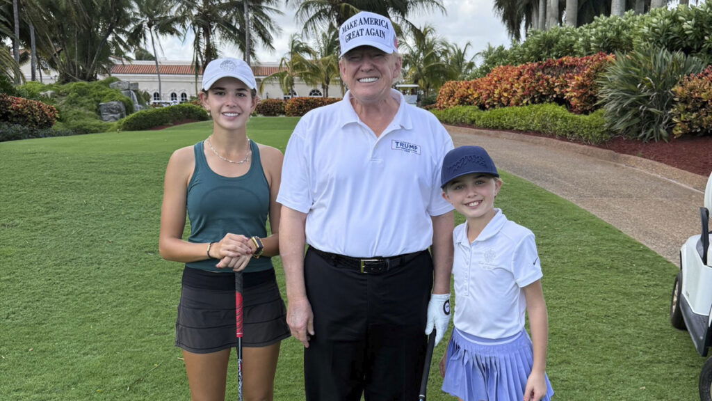 Donald Trump enjoys golf with his grandkids