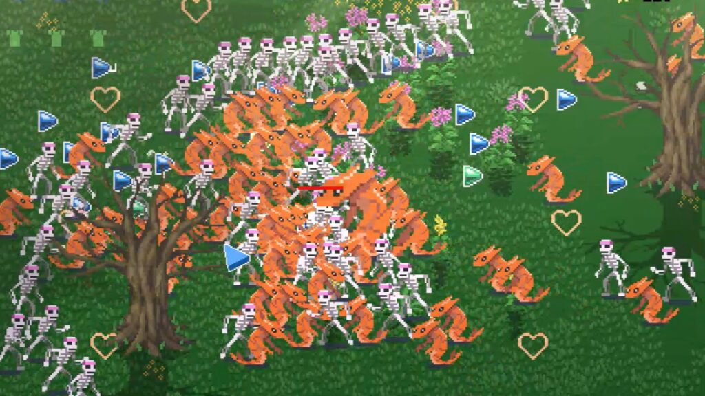 A horde of monsters swarm the player in Holocure