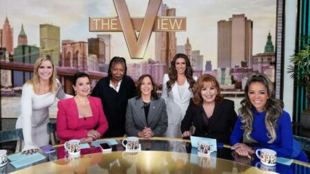 The View hosts with Vice President Kamala Harris who lost the 2024 election to Donald Trump.