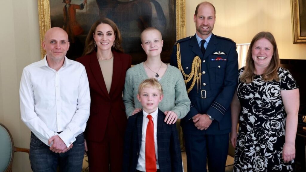 Prince William and Kate Middleton meet with young cancer patient.