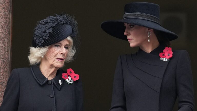 Queen Camilla and Kate Middleton attend the National Service of Remembrance at The Cenotaph, London, UK, on the 13th November 2022.