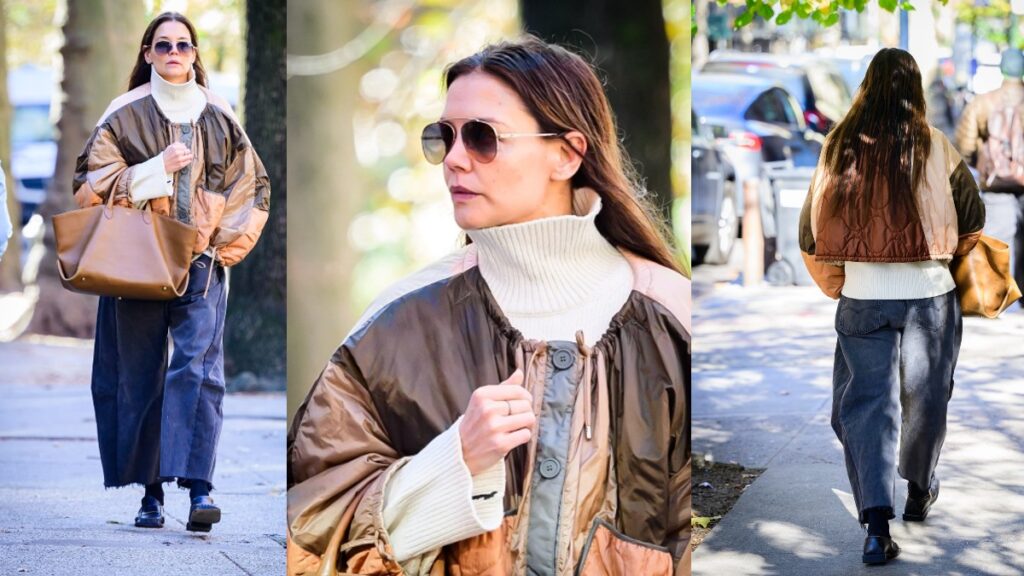 Katie Holmes steps out in layered outfit perfect for the Fall.