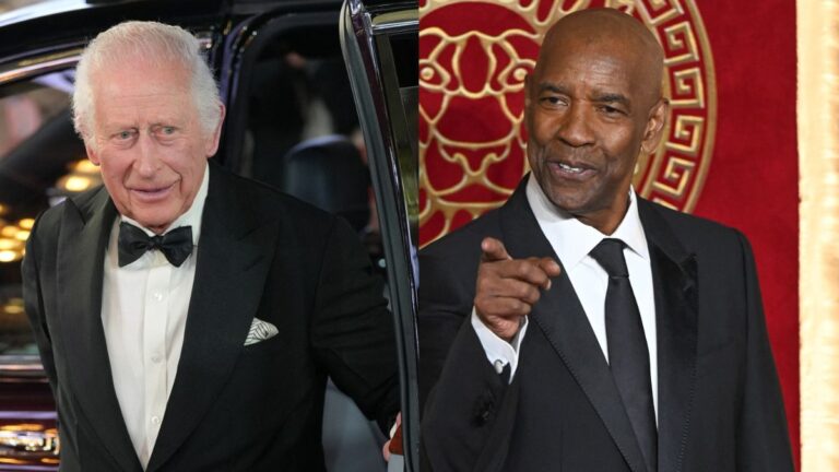 King Charles III and Denzel Washington at the London Premiere of 'Gladiator II'