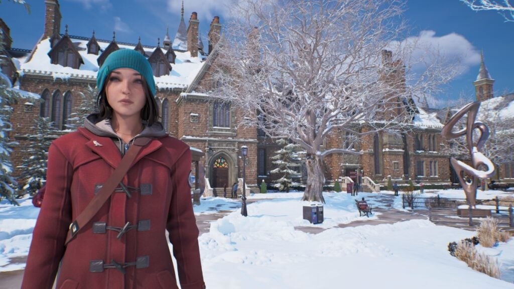 Max stands outside in the snowy North Quad