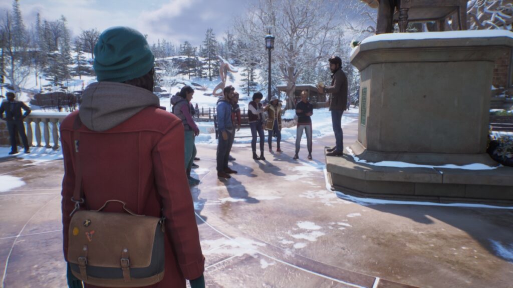 Max watches a gathering crowd in Life Is Strange: Double Exposure