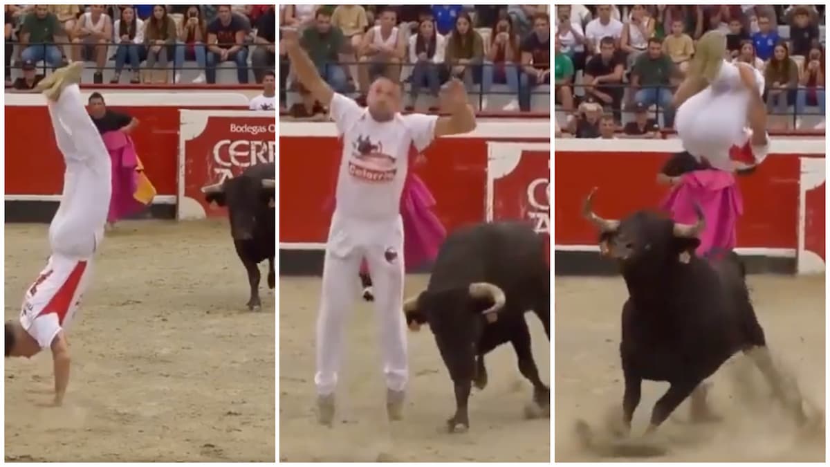 Man Backflips Over Charging Bull in Viral Clip: ‘How Do You Wake Up in the Morning and Decide to Backflip Over a Raging Bull That Day?’