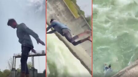 Man Jumps Into Turbulent Canal And Faces The Consequences 'Bro He Is Actually Going To Drown Tho'