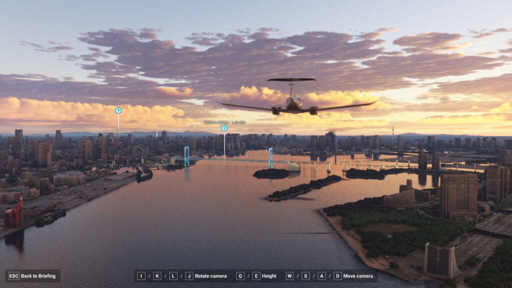 A sunset view of Tokyo in Microsoft Flight Simulator 2024