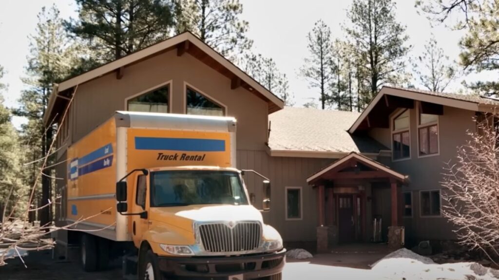 Moving truck in front of Flagstaff home