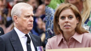 A photo collage of Prince Andrew and Princess Beatrice