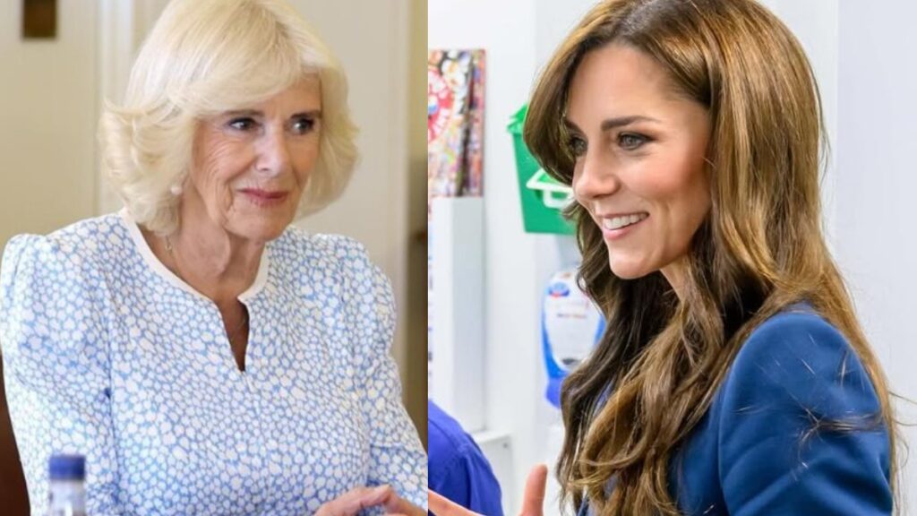 Queen Camilla and Kate Middleton photo merge.