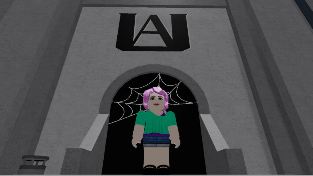 A player stands before a spiderweb-covered tunnel in Roblox