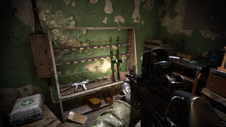 Weapons in a rack in Stalker 2