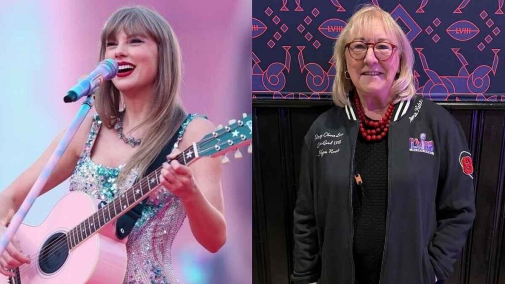 Taylor Swift and Donna Kelce; Donna Kelce and Taylor Swift