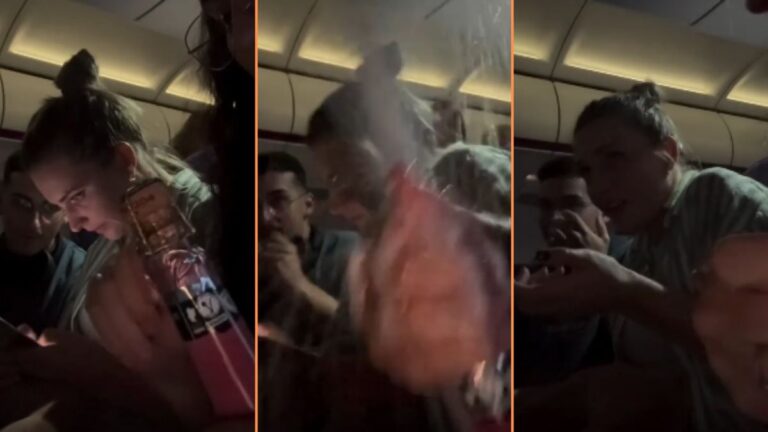 Woman Pops Open Champagne While on a Full Flight ‘Bet It’s Super Hilarious for the Person Sitting in Front of Her'