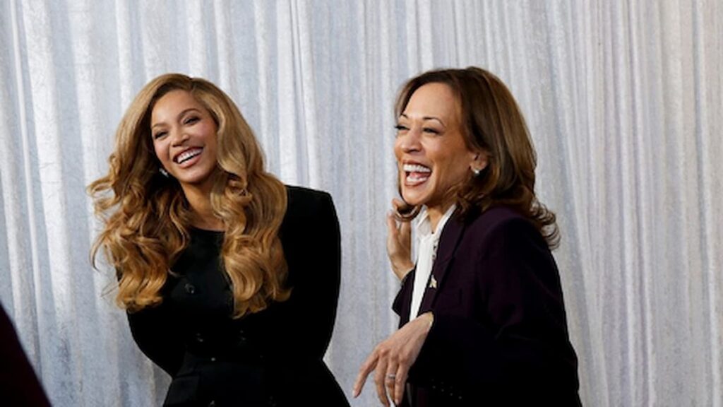 Beyoncé and Kamala backstage in Houston, Texas.