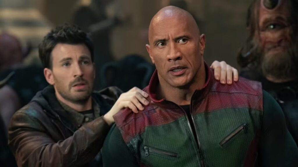 Dwayne Johnson and Chris Evans in Red One