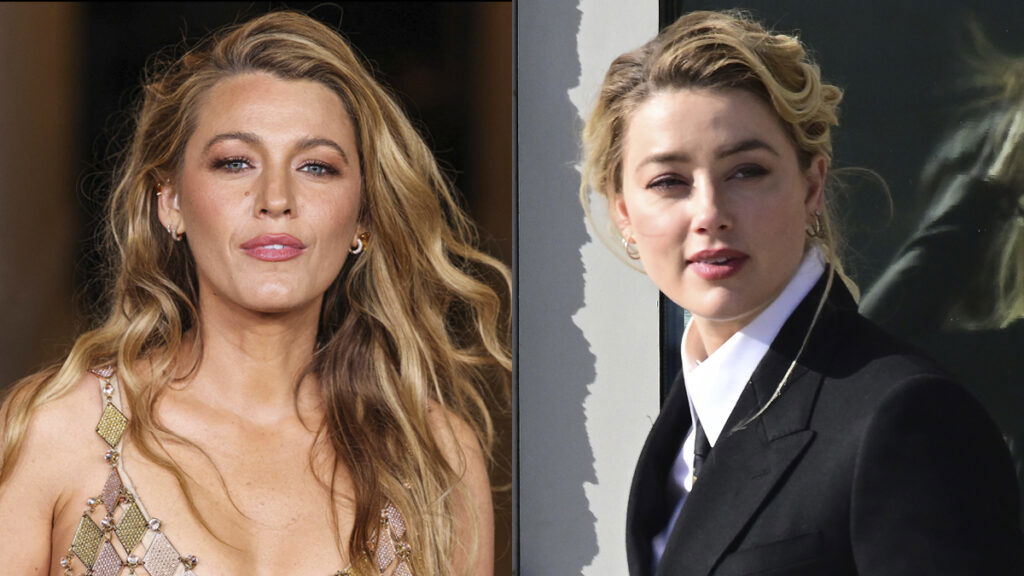 A photo collage of Blake Lively and Amber Heard